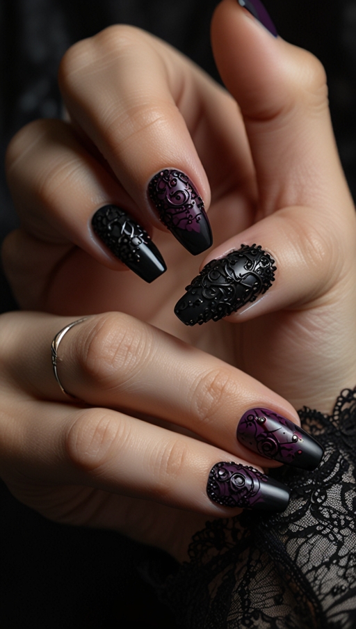 Gothic Inspired Halloween Nails