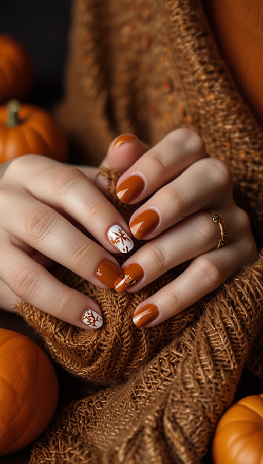 Pumpkin Spice Themes Fall Nails